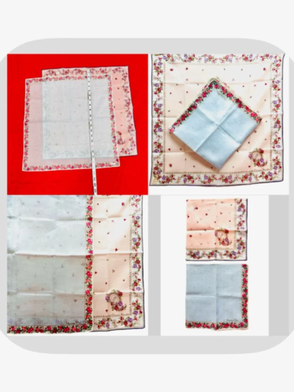 2) New-Beautiful Christian Dior Mini Scarf/Neck-kerchief Cott 19